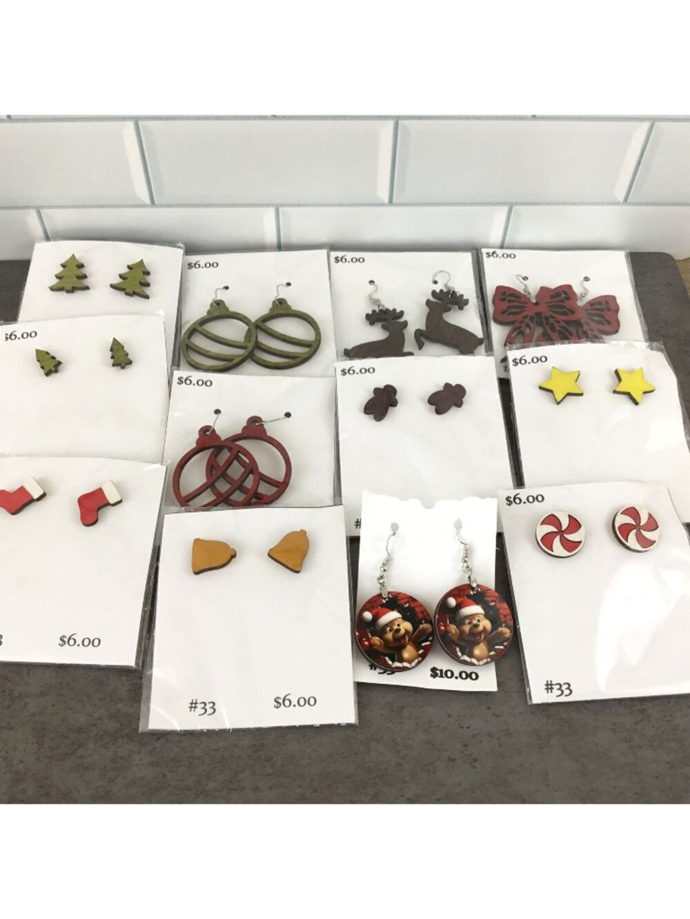 Christmas Earrings Set Laser Cut & Printed Designs Hanging & Styles 12 Pairs New